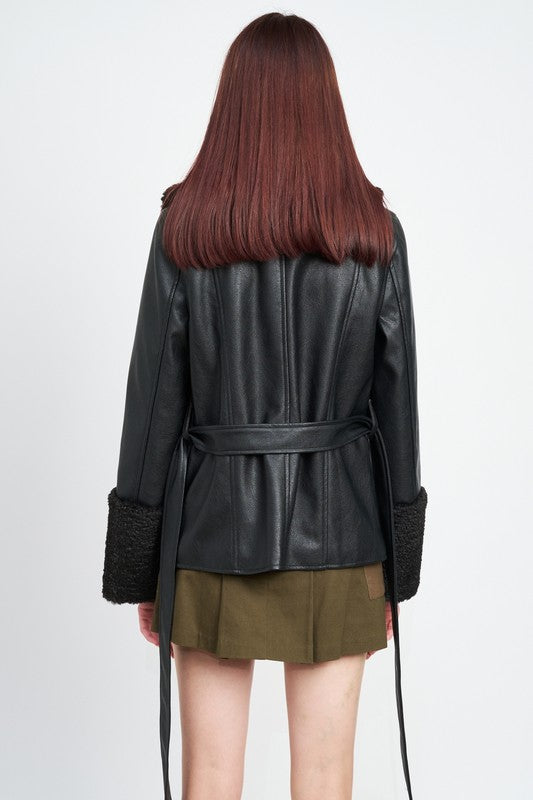 Faux Shearling Belted Stunner