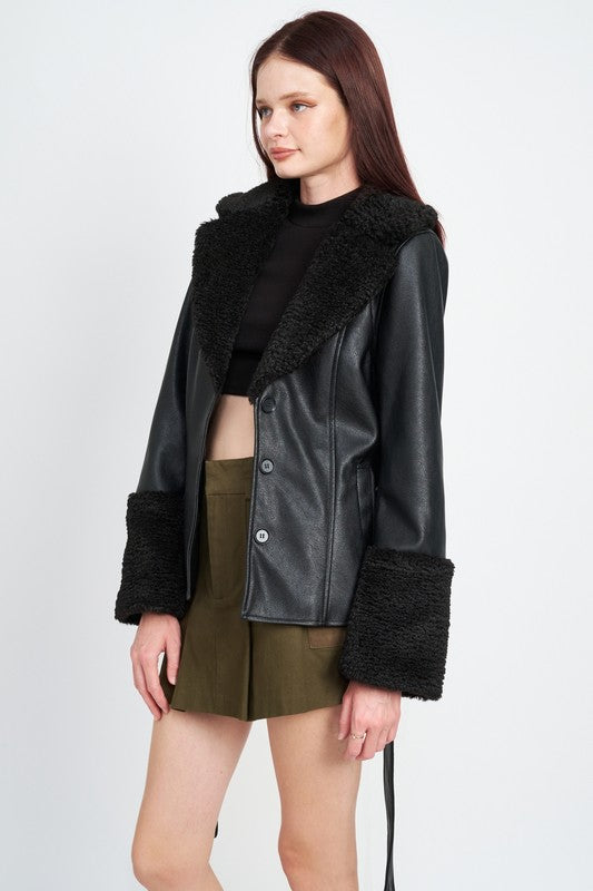 Faux Shearling Belted Stunner