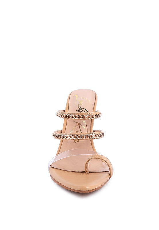 TICKLE ME HIGH HEELED TOE RING SANDALS