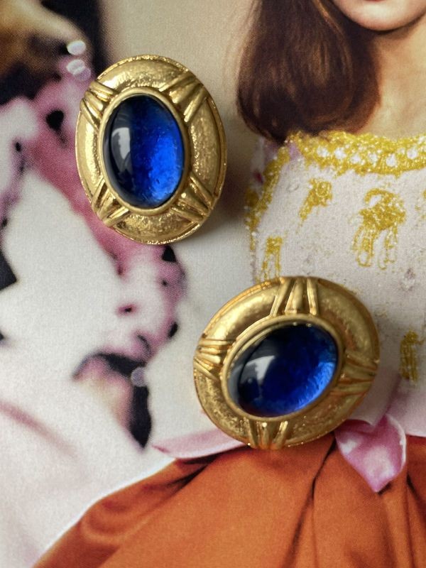 Blue Glass Jelly Vintage Elegance Earrings