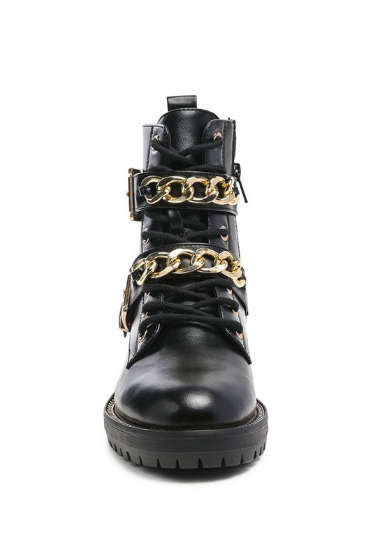 Rebel Rider Chain-Detail Motorcycle Boot