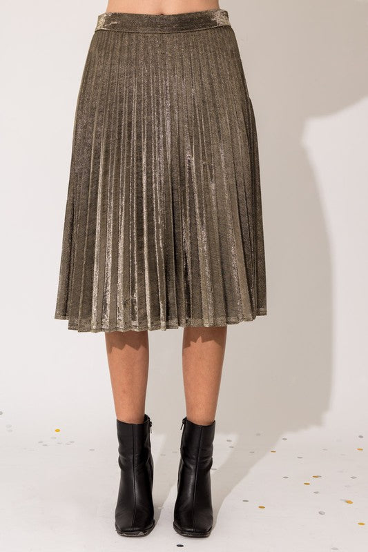 Golden Rays Pleated Midi Skirt