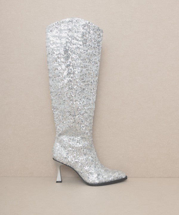 Dazzle Me - Sequin Knee High Glam Boots