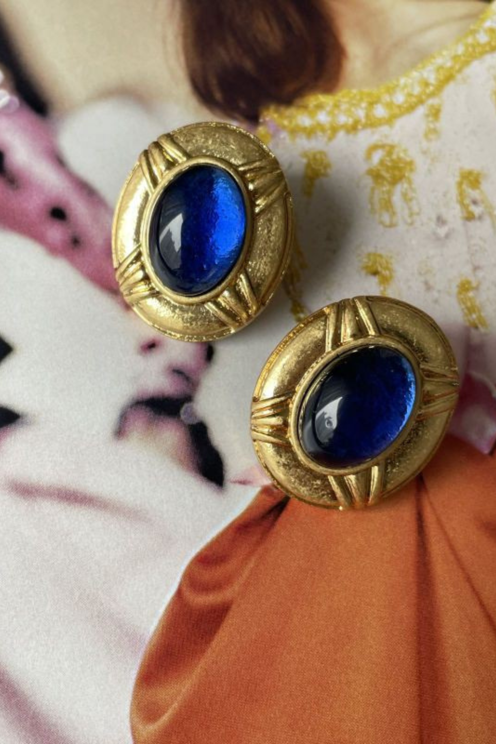 Blue Glass Jelly Vintage Elegance Earrings