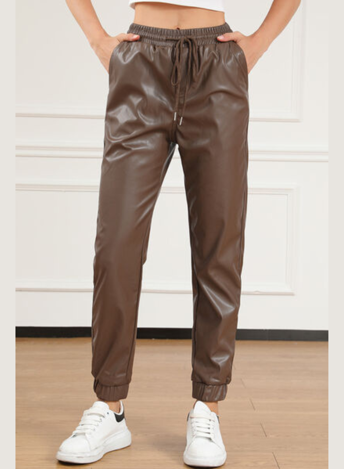 Sassy Tie Faux Leather Trousers