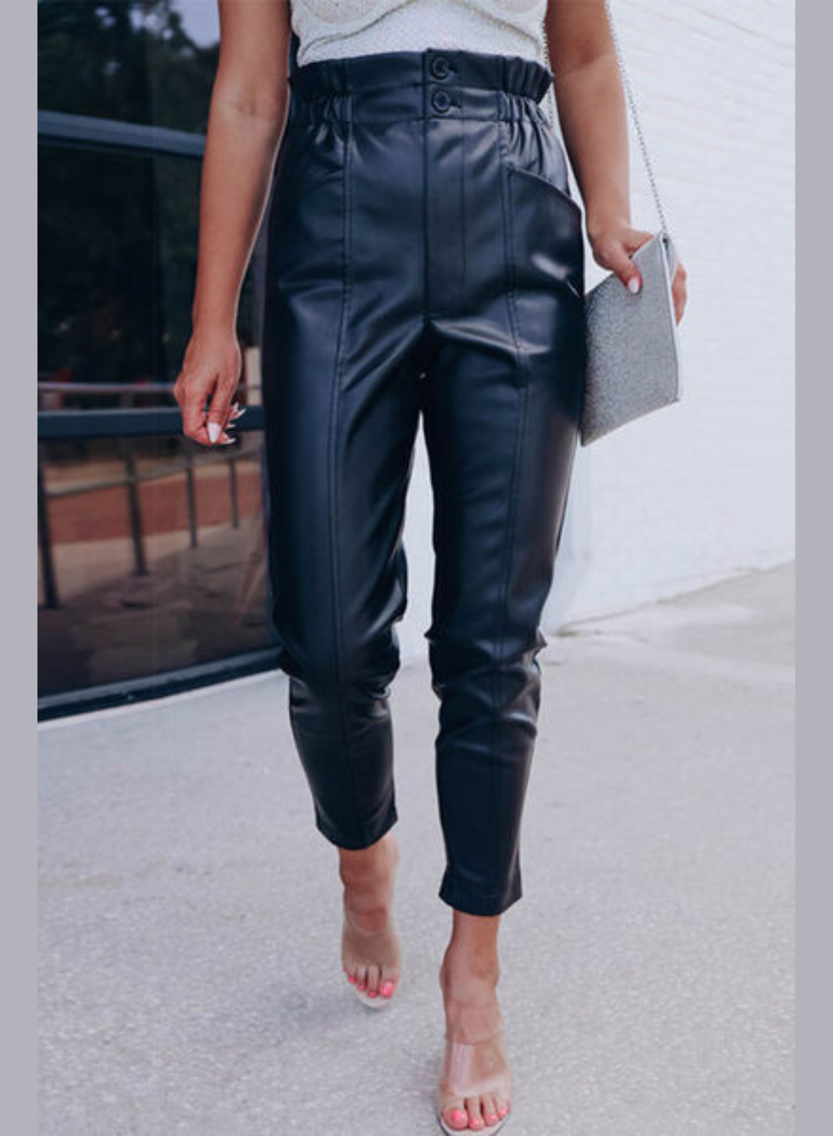 Sleek Chic High Rise Faux Leather Capris