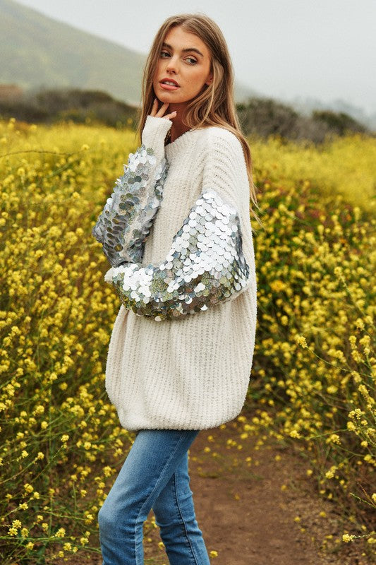 Glamour Galore Sequin Sleeve Tunic