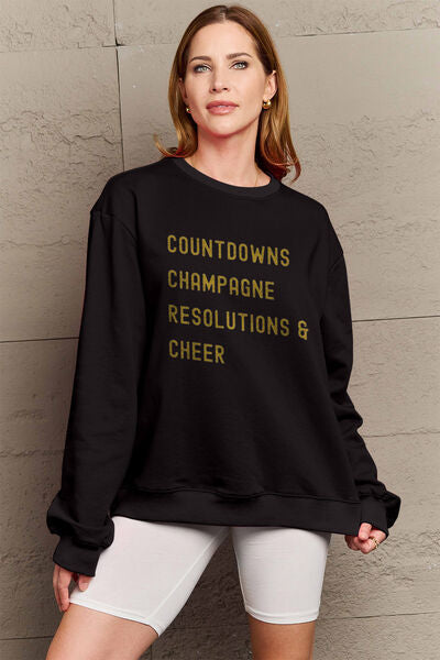 COUNTDOWNS CHAMPAGNE RESOLUTIONS & CHEER Round Neck Sweatshirt