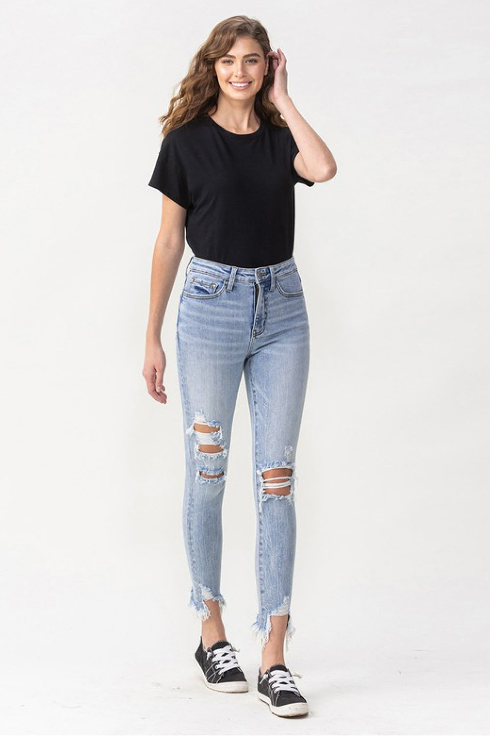 Lauren Distressed High Rise Skinny Jeans