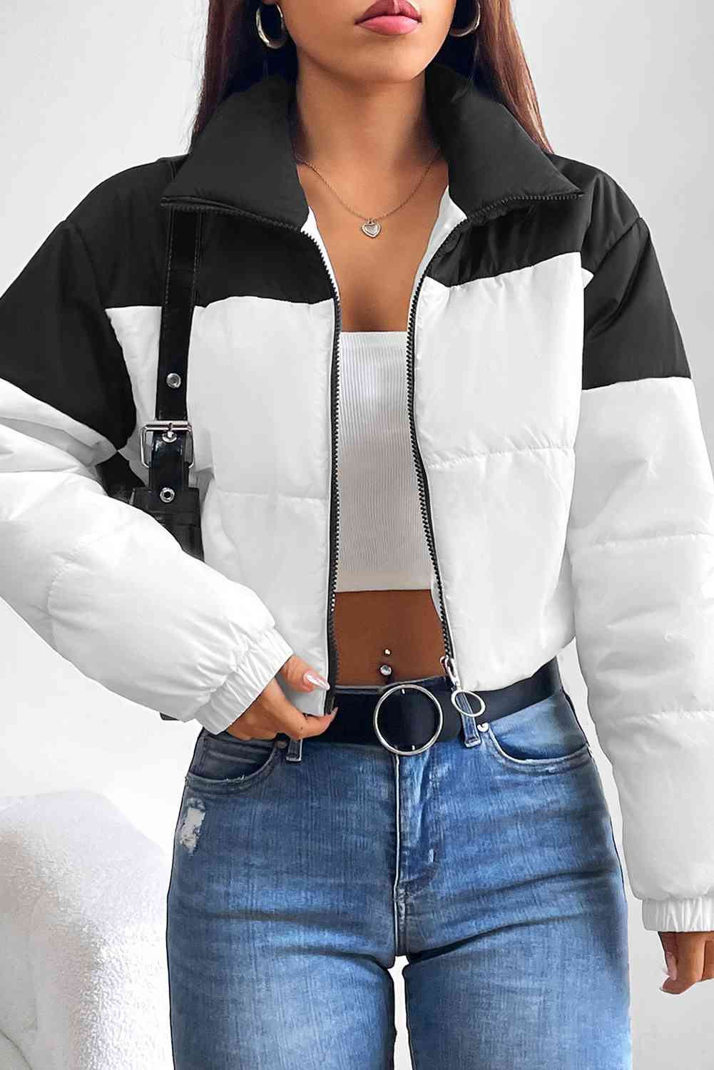 Color Crush Collared Puffer Jacket