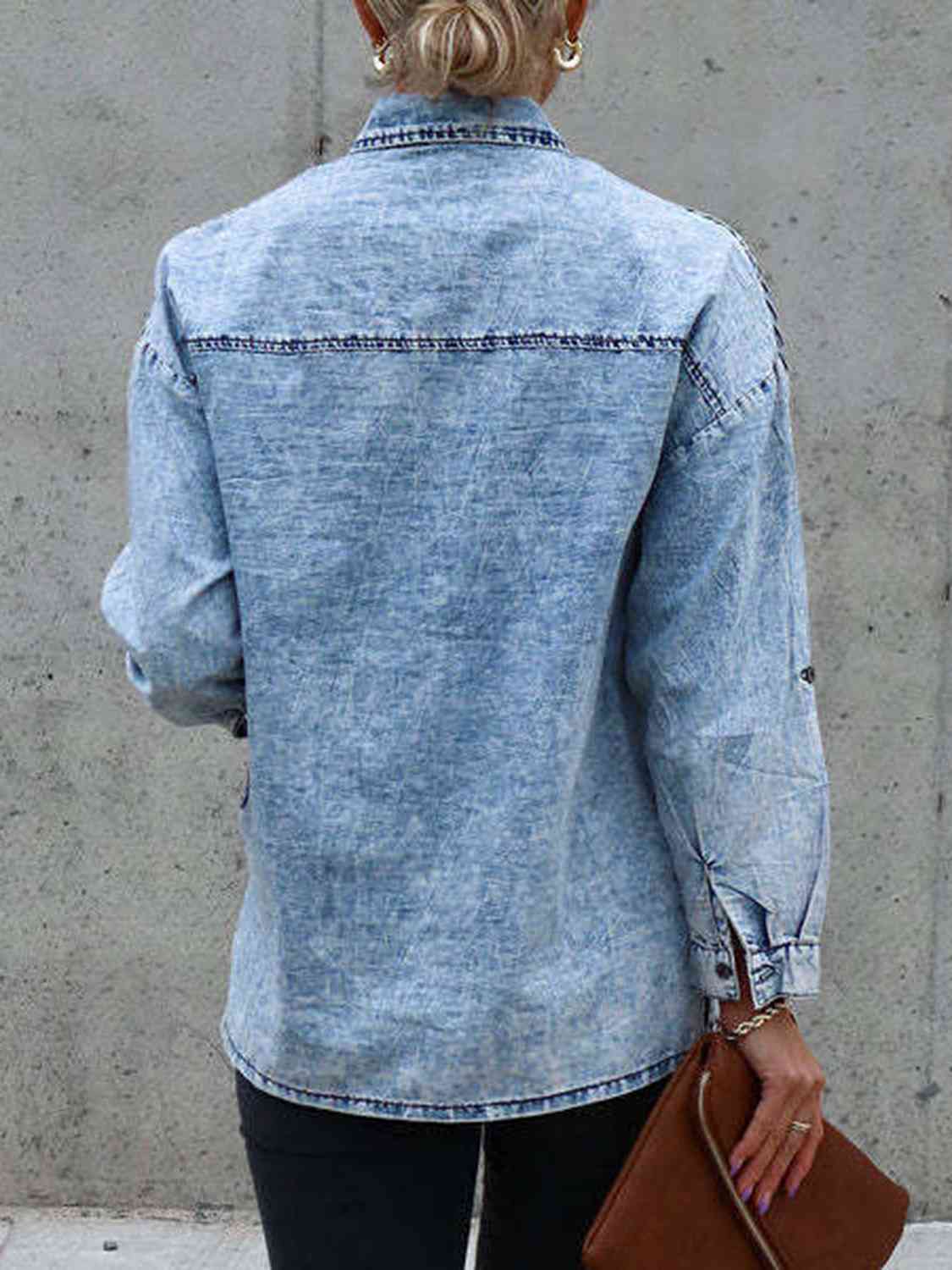 Denim Dreams Button Front Collared Shacket