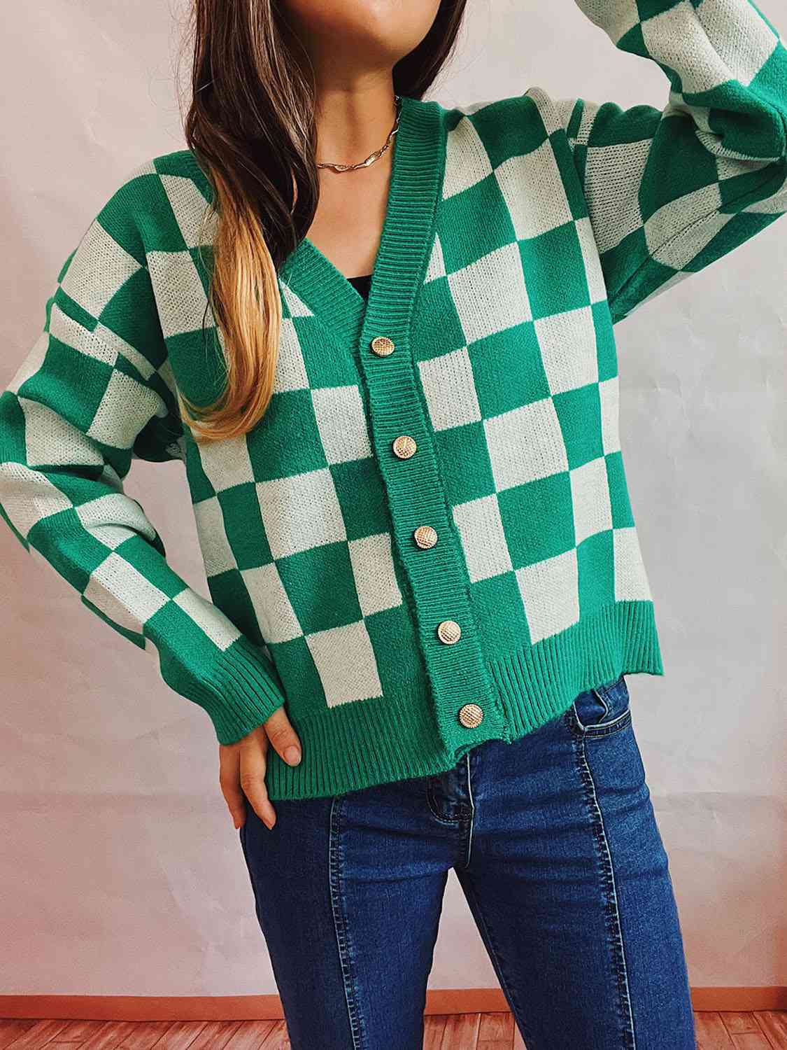 CheckMate Charmer Button-Up Cardigan