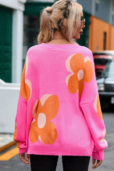 Blooming Love Dropped Shoulder Knit