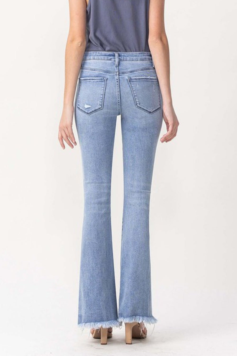 Lovervet Full Size Evie High Rise Fray Flare Jeans