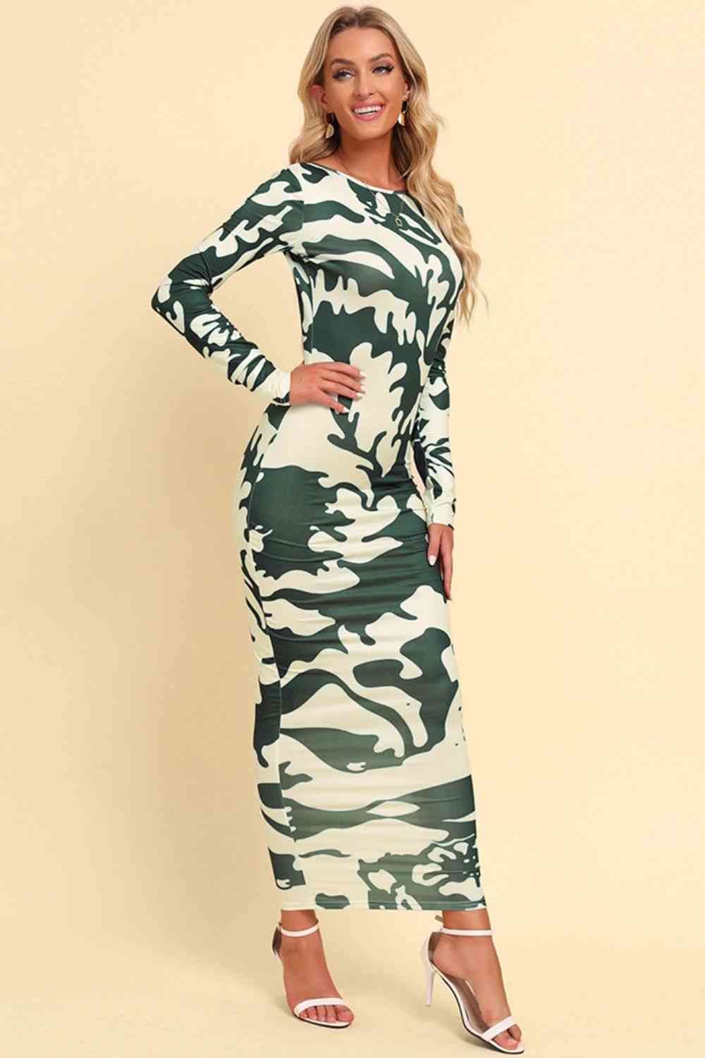 Woodland Whimsy Backless Long Sleeve Maxi Dress