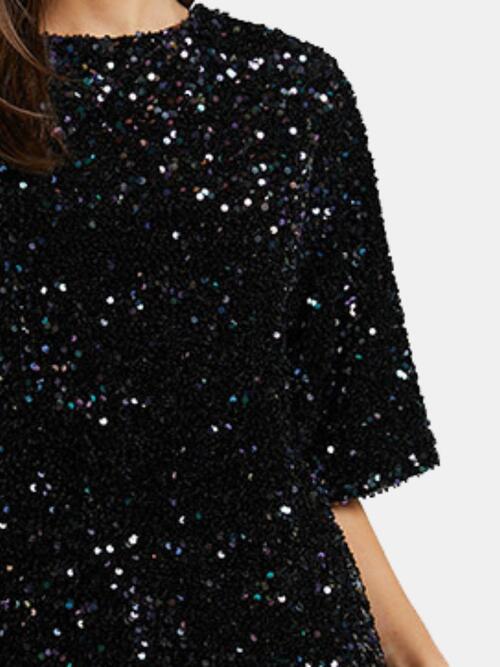 Glitter Glam Tie-Back Mini Dress