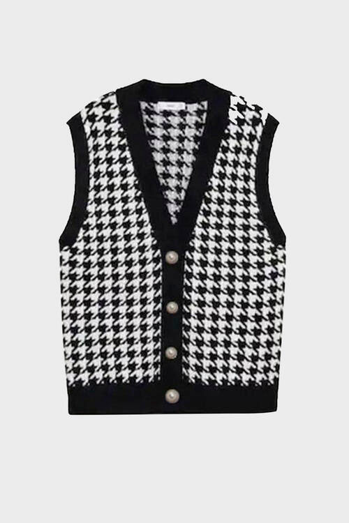 Classic Chic Houndstooth Sweater Vest