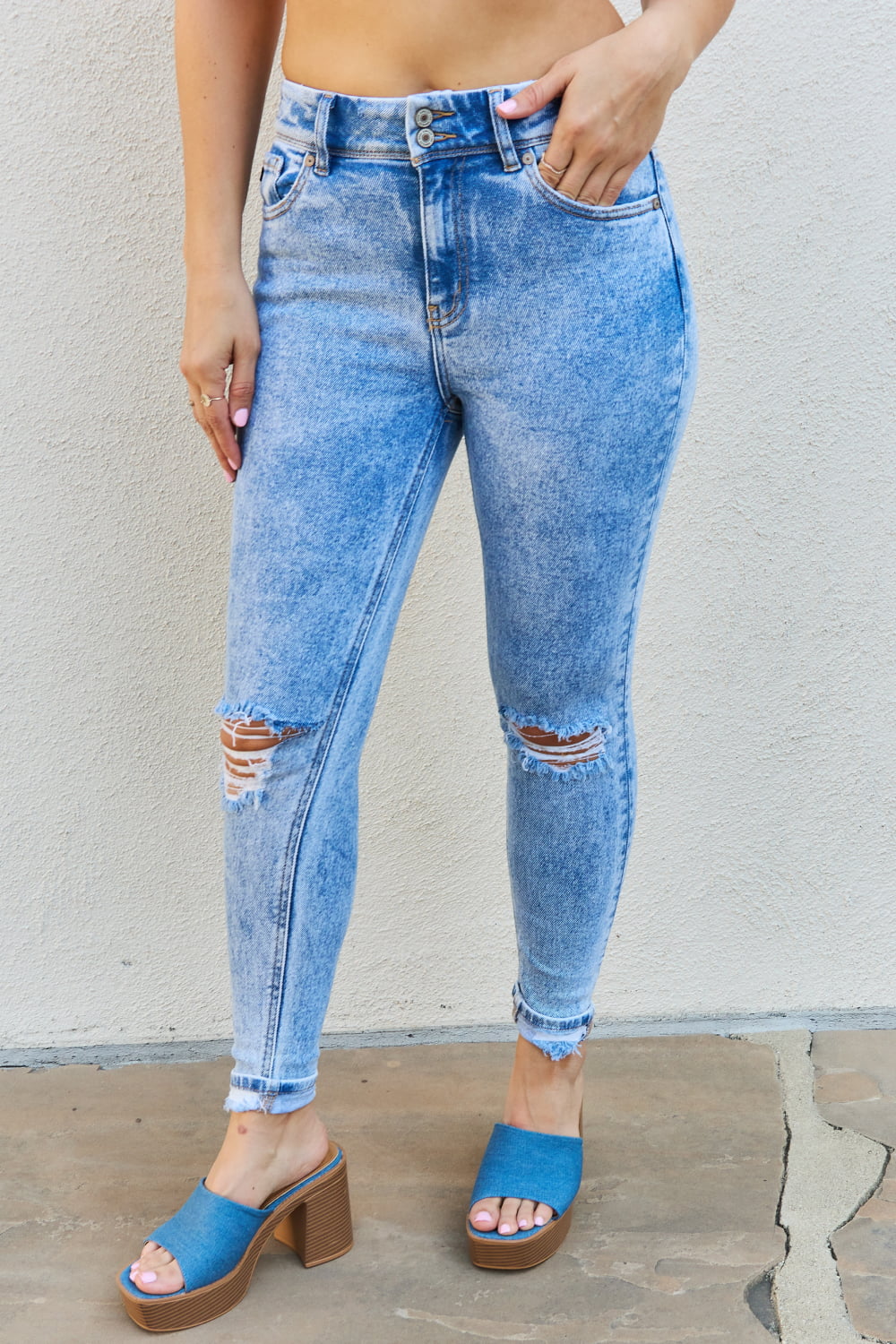 Emma High Rise Distressed Skinny Jeans