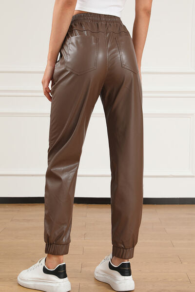 Sassy Tie Faux Leather Trousers