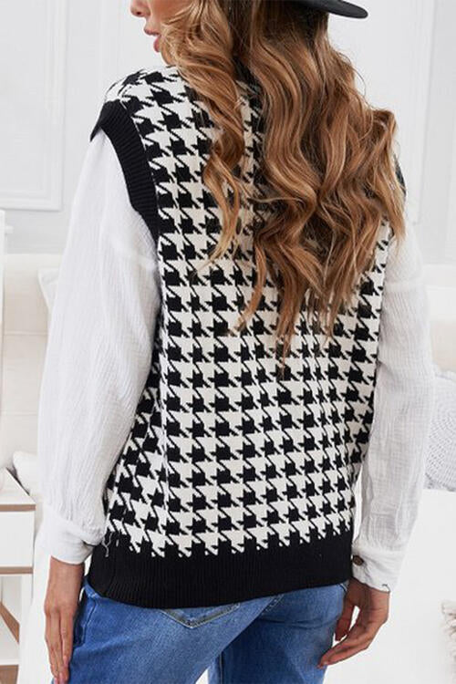 Classic Chic Houndstooth Sweater Vest