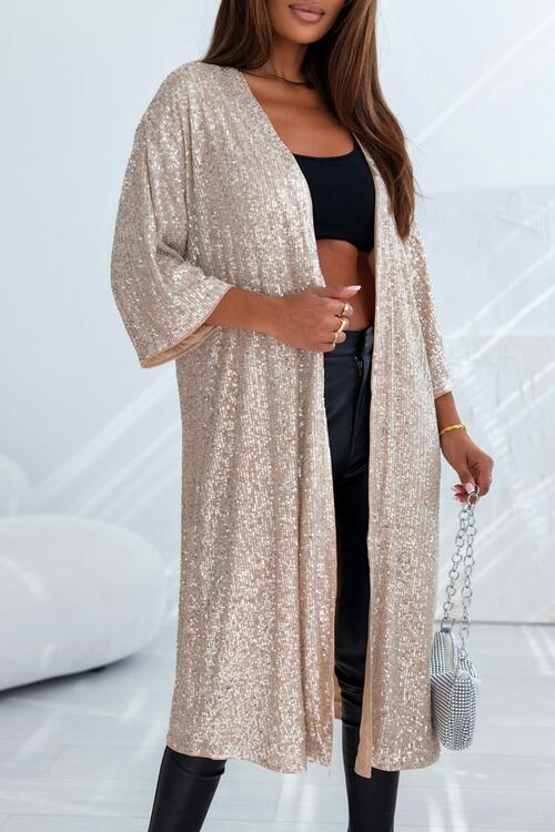 Sparkling Allure Open Front Duster Cardigan
